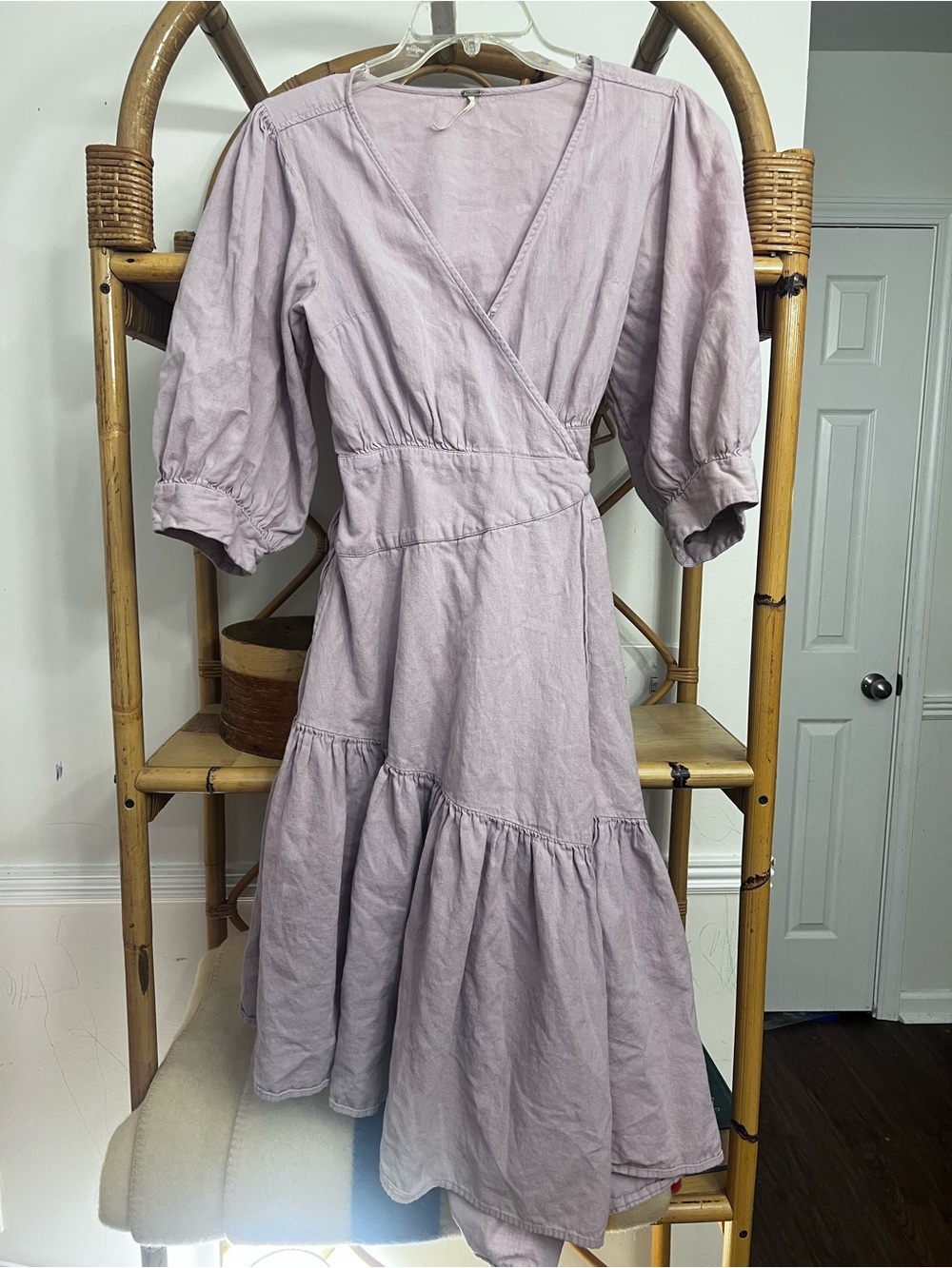 Free People Lavender Tiered Wrap Midi Dress